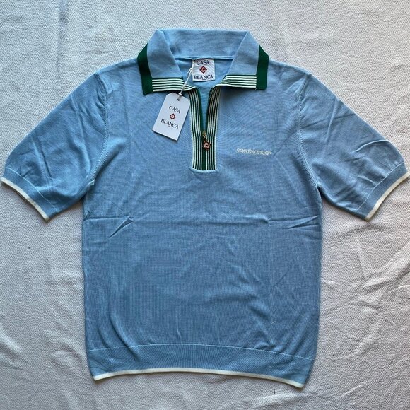 Casablanca Men New Casual Polo Shirt Size XLarge Blue - Picture 1 of 6